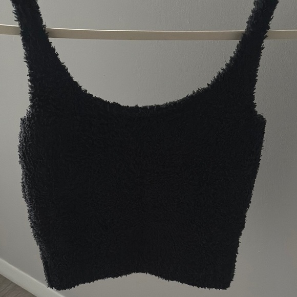 SKIMS Black Fuzzy Sleeveless Tank Top - cozy collection NWOT very soft + comfy - Picture 6 of 7
